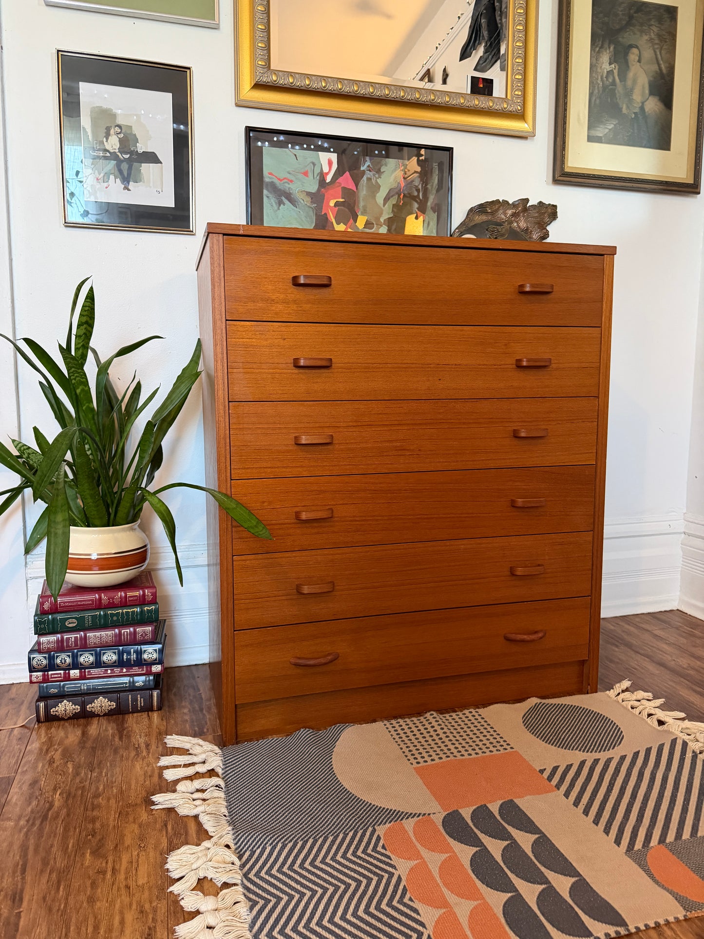 Vintage Teak 6 Drawer Dresser