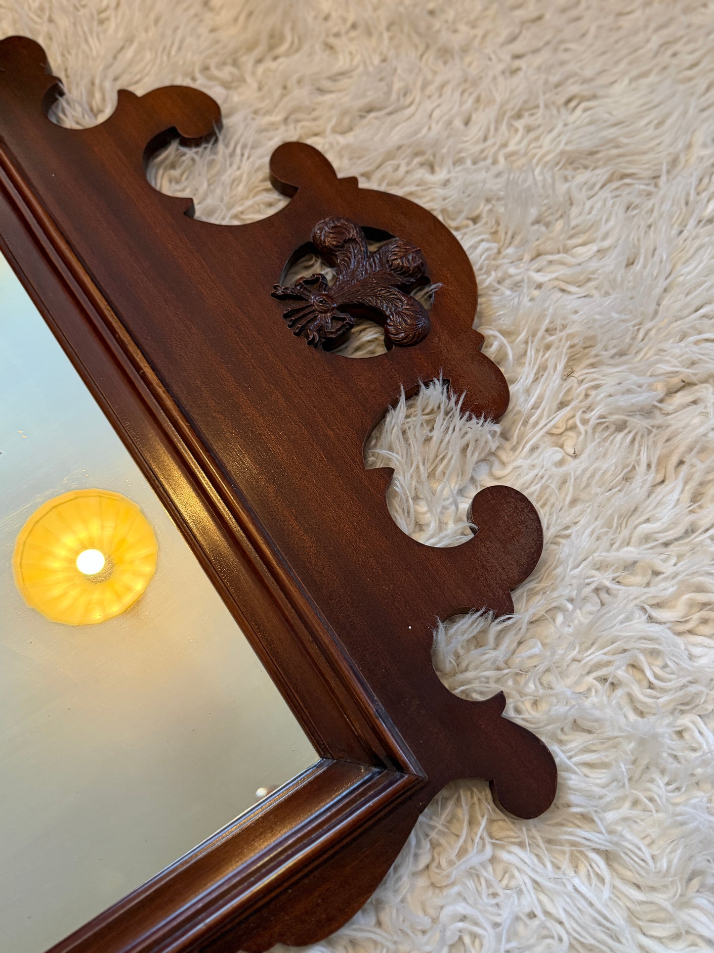 Vintage Solid Walnut Wood Mirror