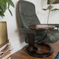 Ekornes Stressless Green Leather Recliner & Ottoman