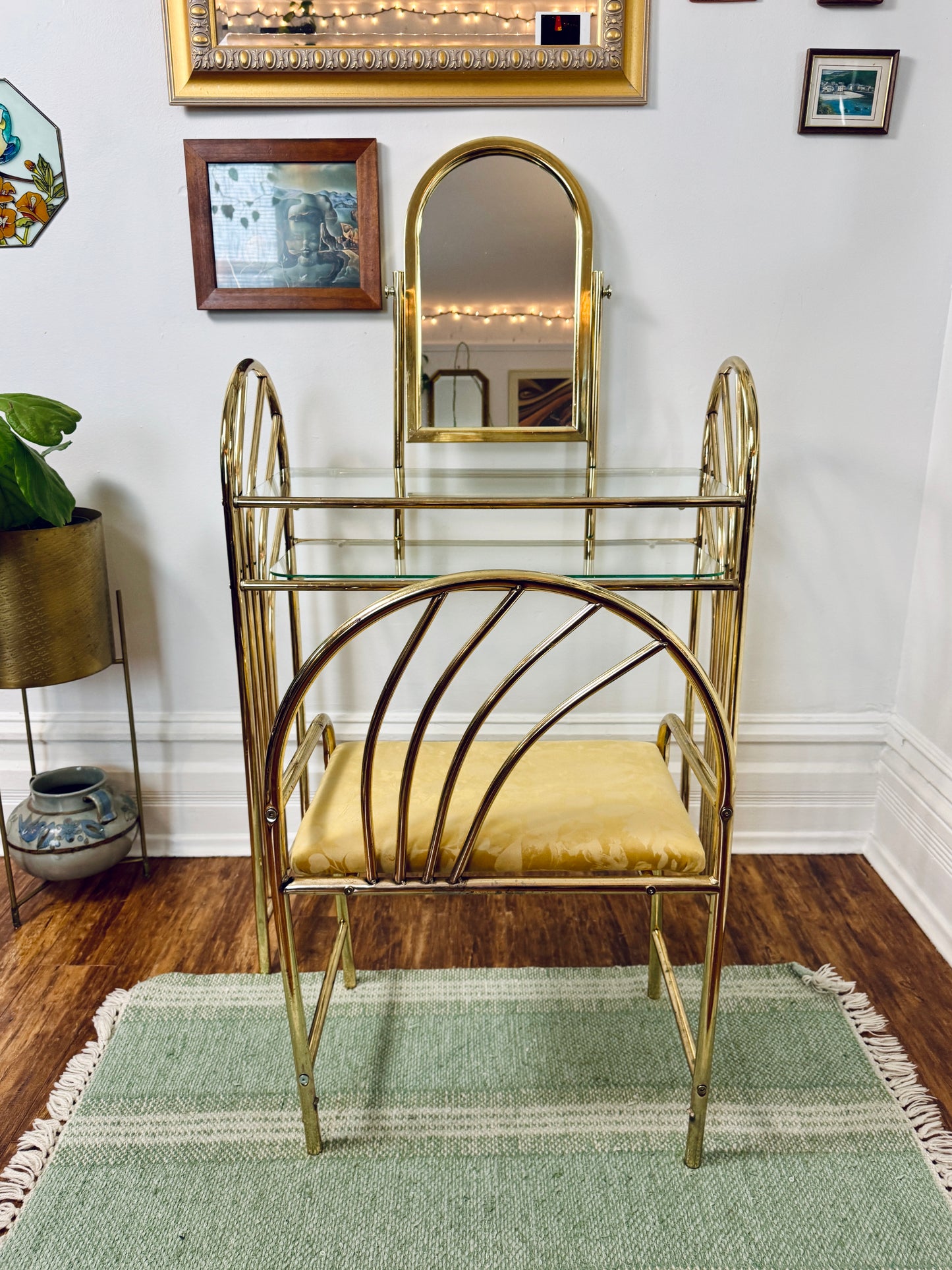 Vintage Regency Brass Vanity Set
