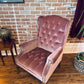 Vintage Pink Velvet Armchair