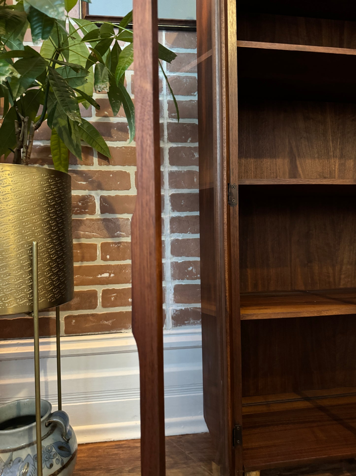 Vintage Walnut Bookcase Cabinet