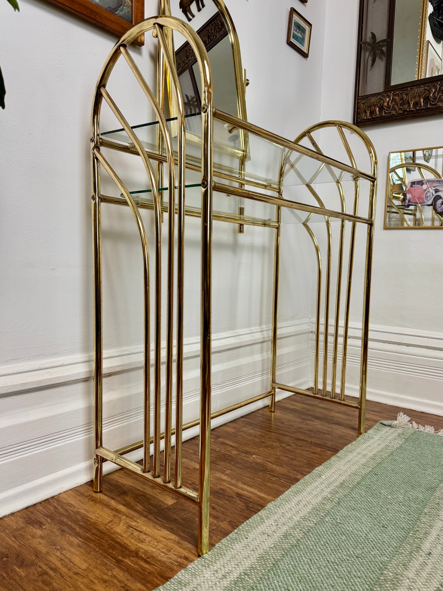Vintage Regency Brass Vanity Set
