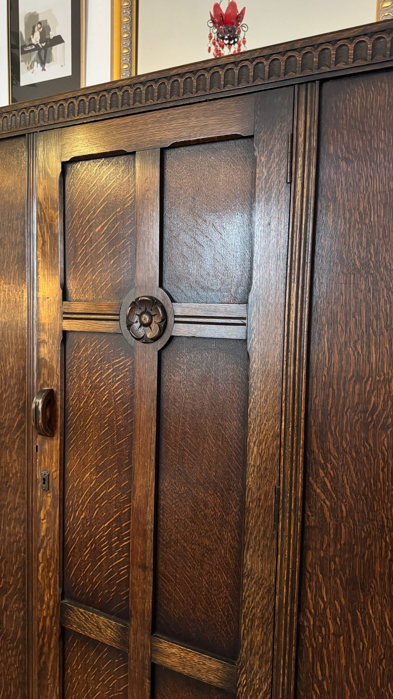 Vintage Arts & Crafts Solid Oak Armoire