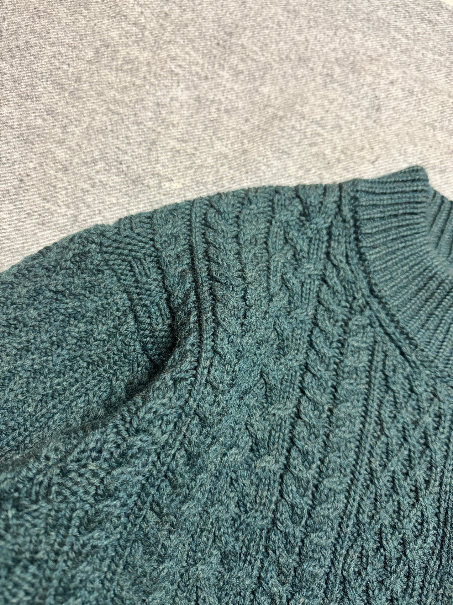 Green Irish Wool Fisherman Cardigan