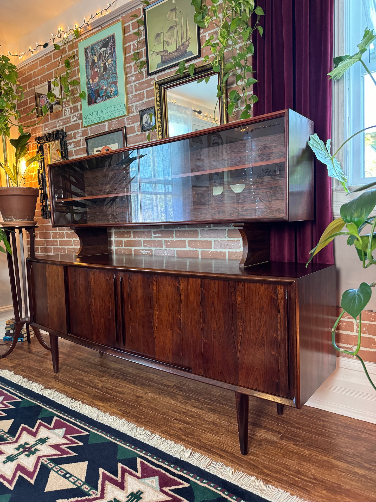 Vintage Danish Rosewood Sideboard & Hutch