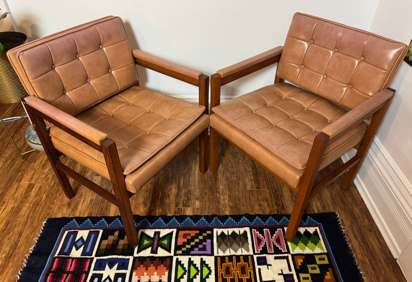 Vintage 60s Walnut Wood Armchairs