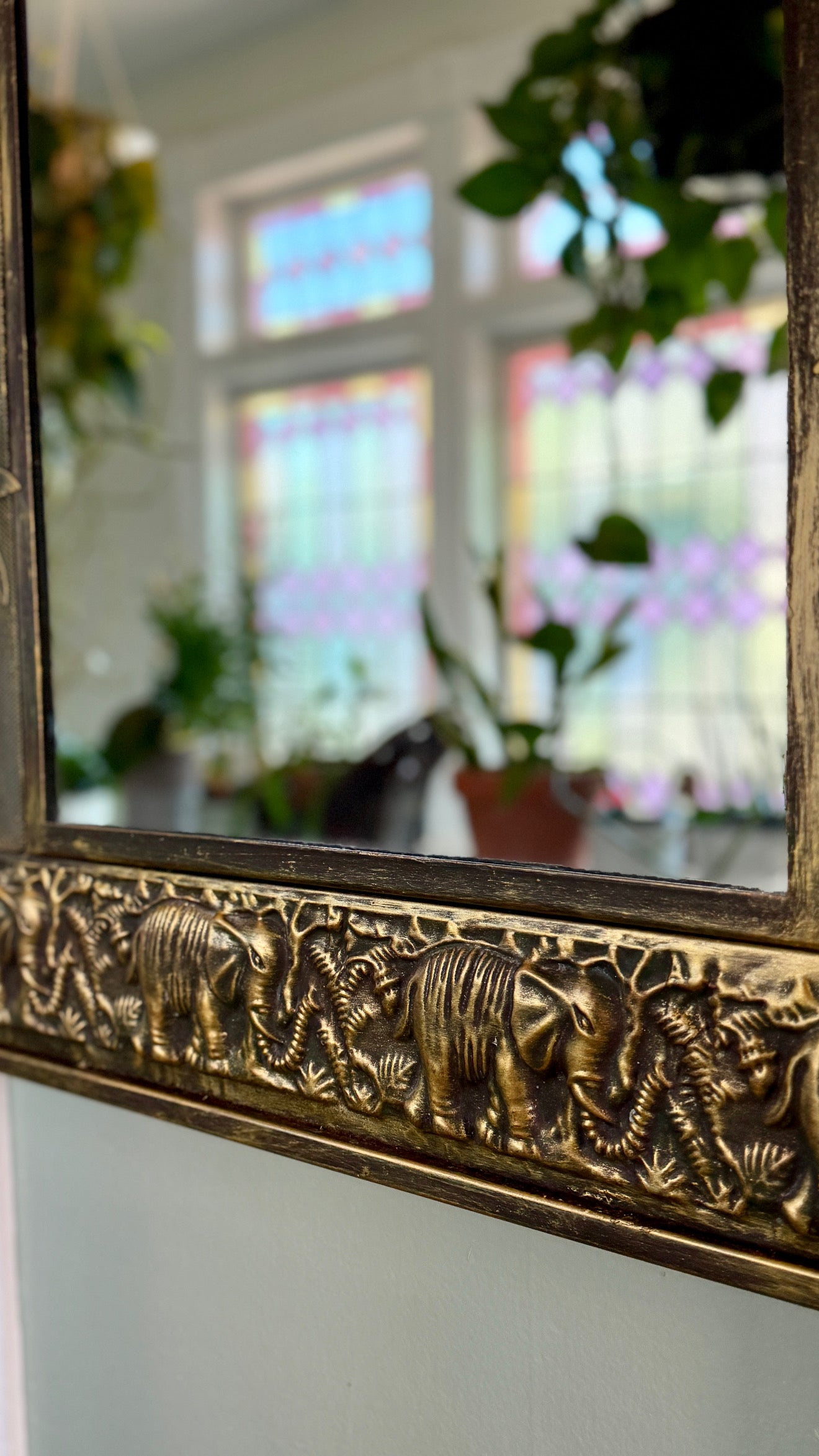 Vintage Gold Tone Safari Style Mirror