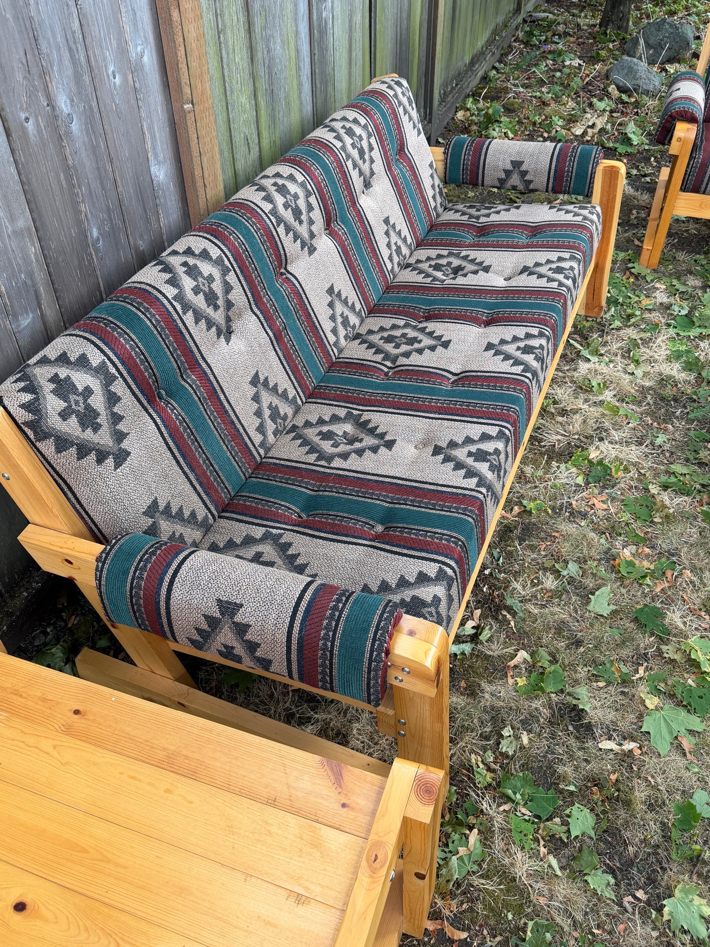 Vintage Solid Pine Southwestern Style 6 Piece Living Room Set