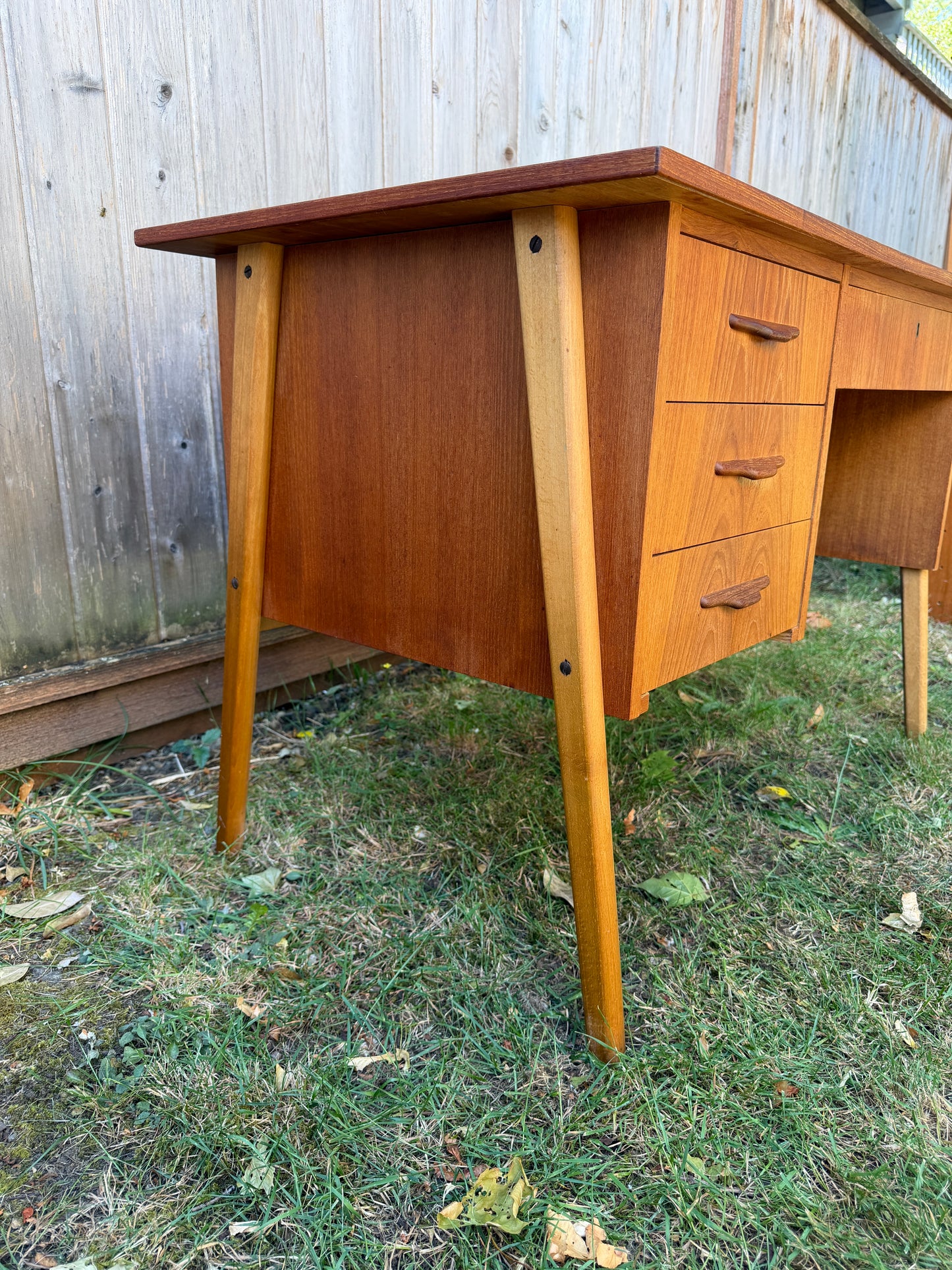Vintage 4 Drawer Teak Desk