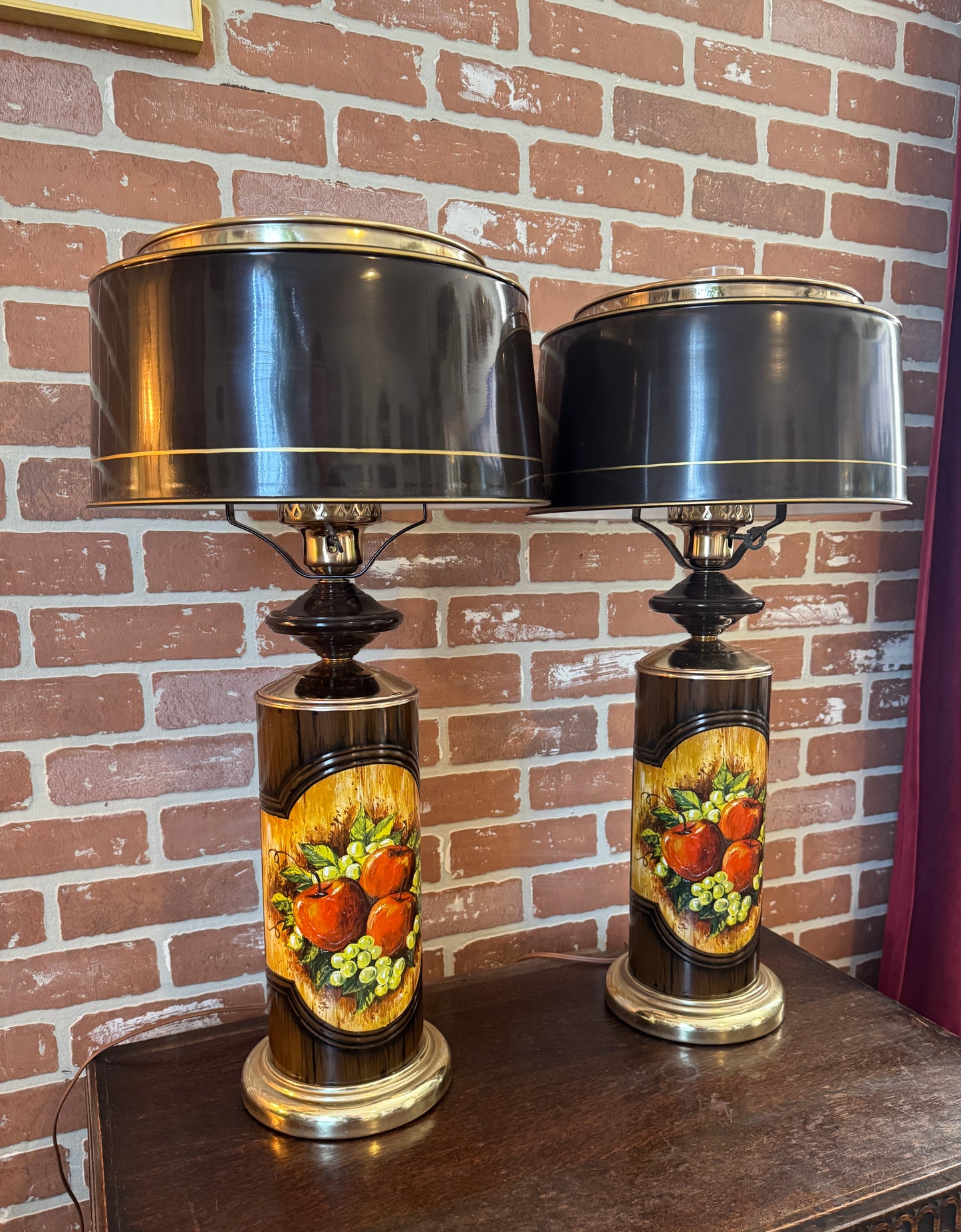 Vintage 70s Brown Metal Lamps