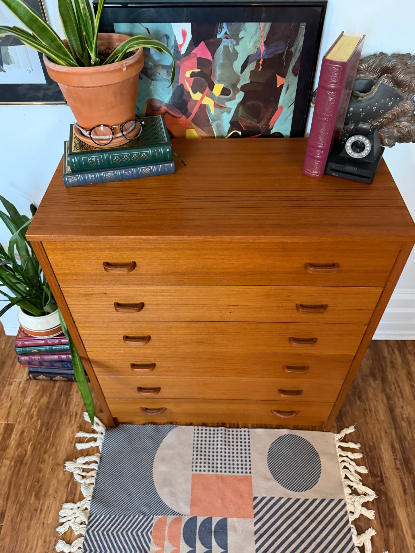 Vintage Teak 6 Drawer Dresser