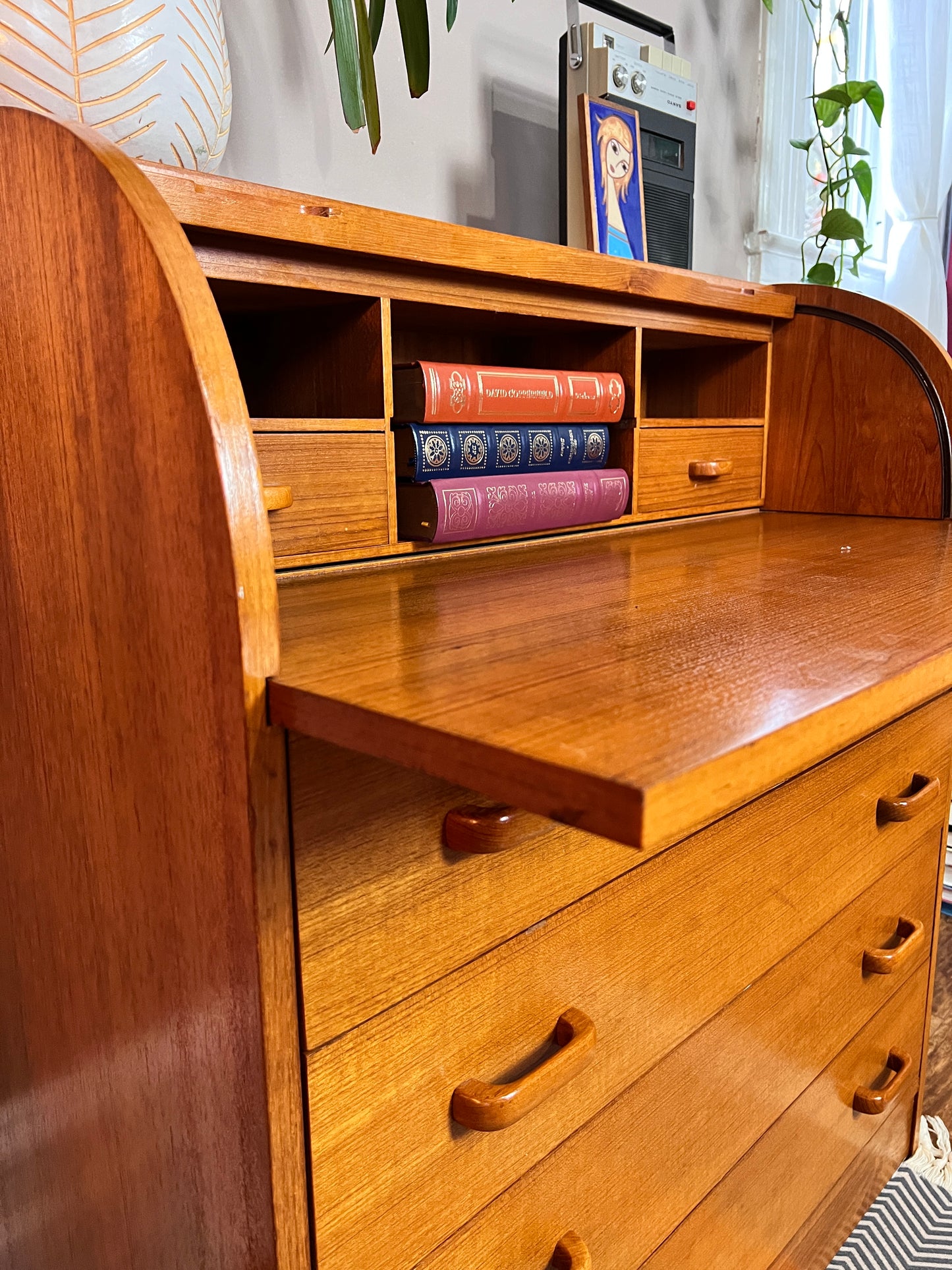 The Maja Teak Roll Top Desk