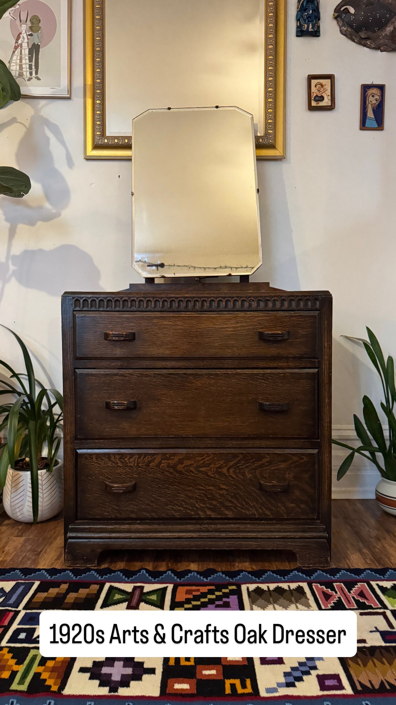 Vintage Arts & Crafts Solid Oak Dresser