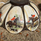 Vintage Slag Glass Pendant Light with Equestrian Scene