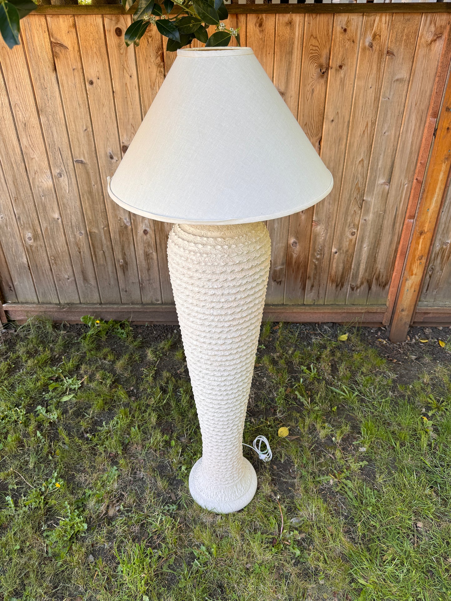 1980s Michael Taylor Style Ribbed Plaster Floor Lamp