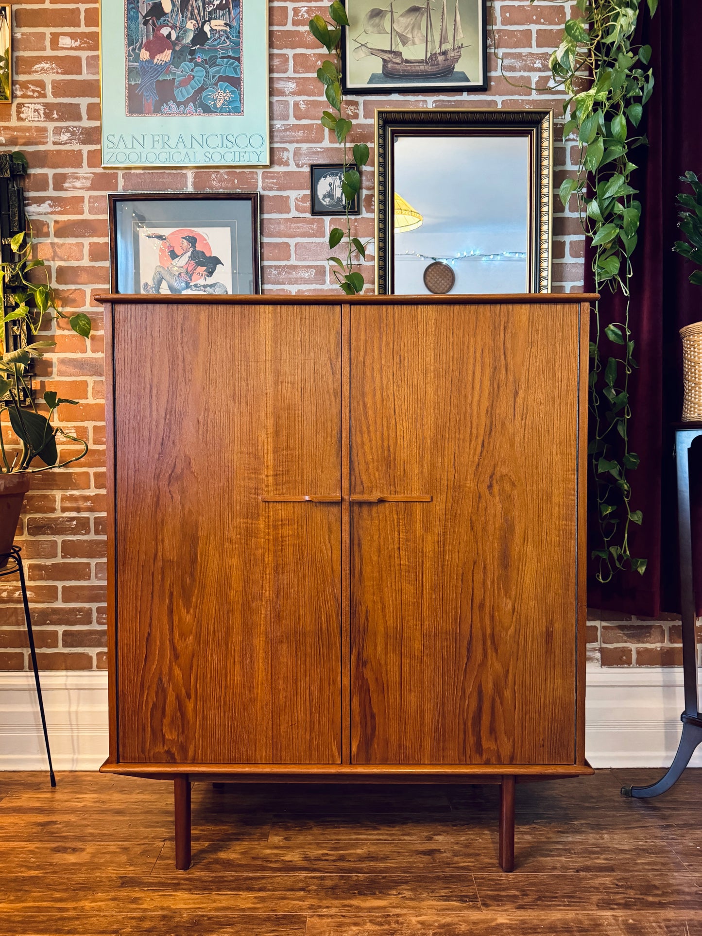 Vintage Danish Teak Armoire Dresser