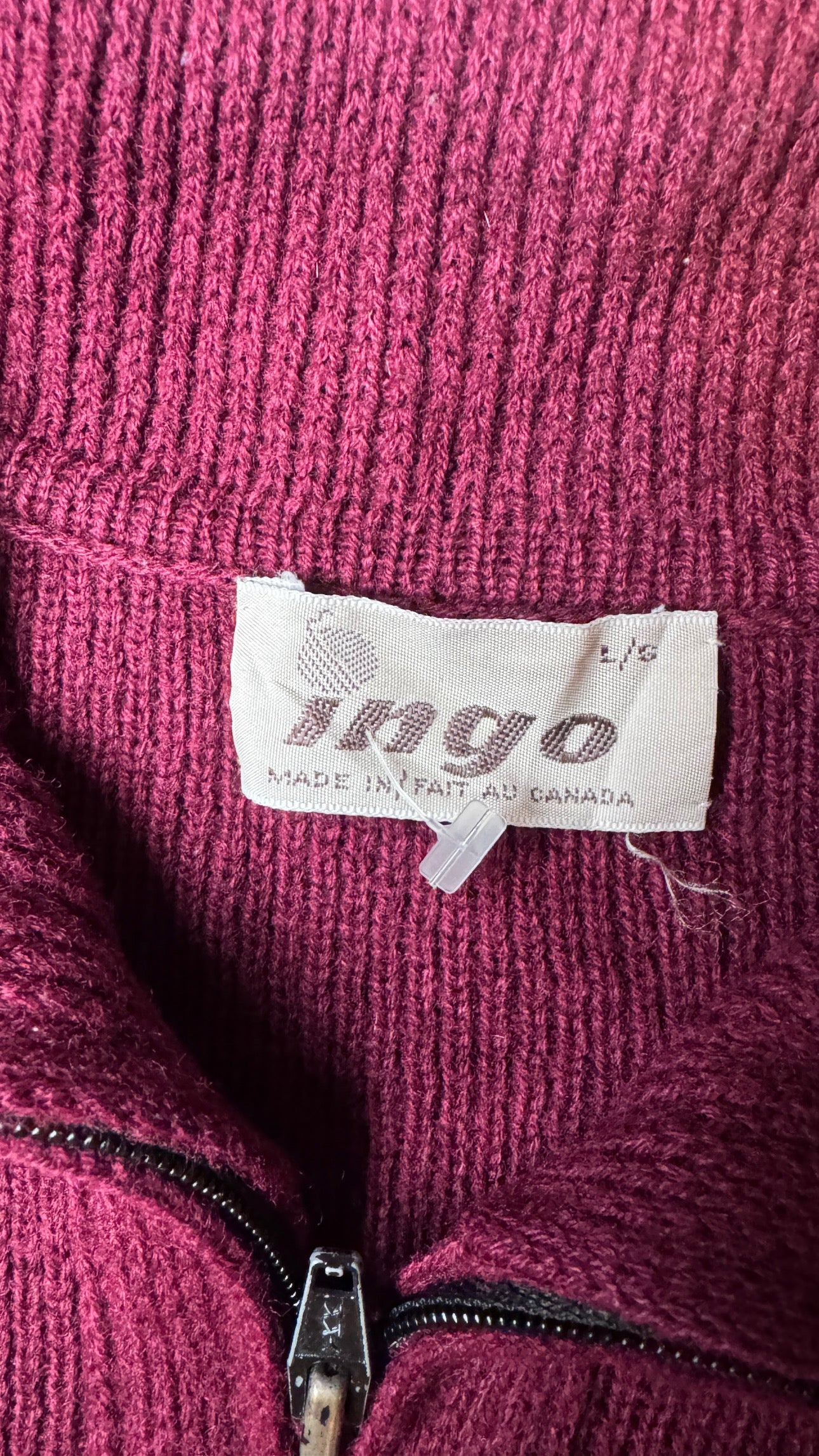 Vintage 70s Ingo Burgundy Wool Zip Cardigan