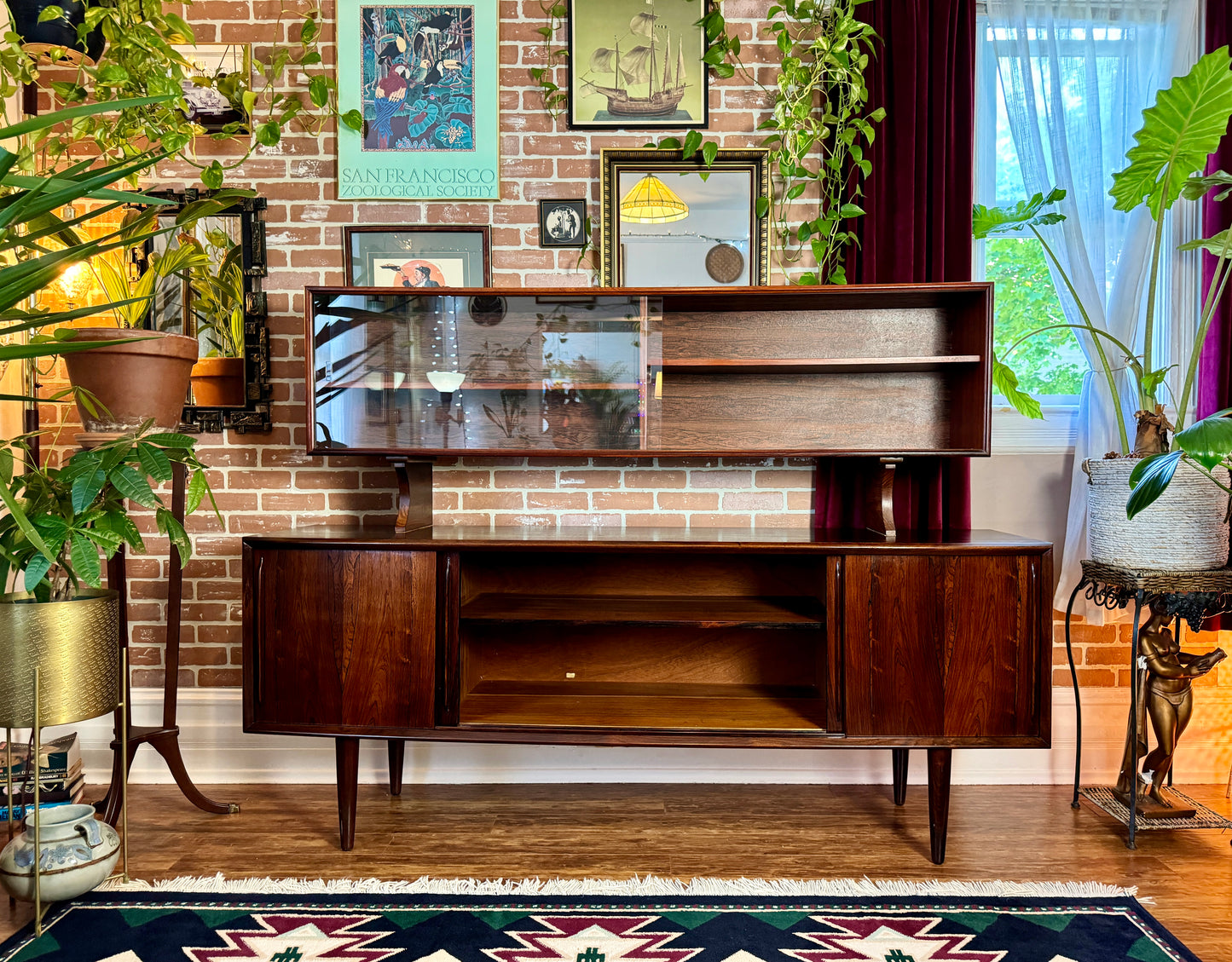 Vintage Danish Rosewood Sideboard & Hutch