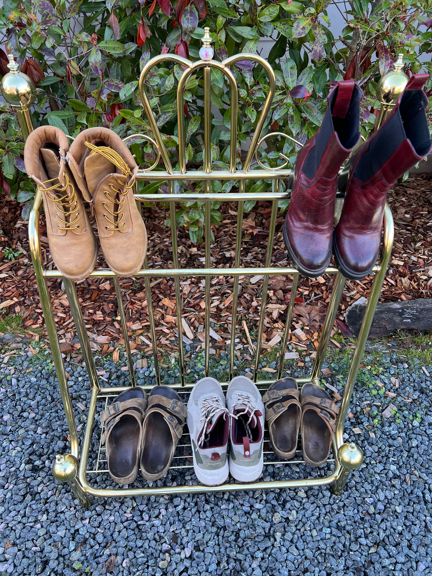 Vintage Brass Shoe Rack