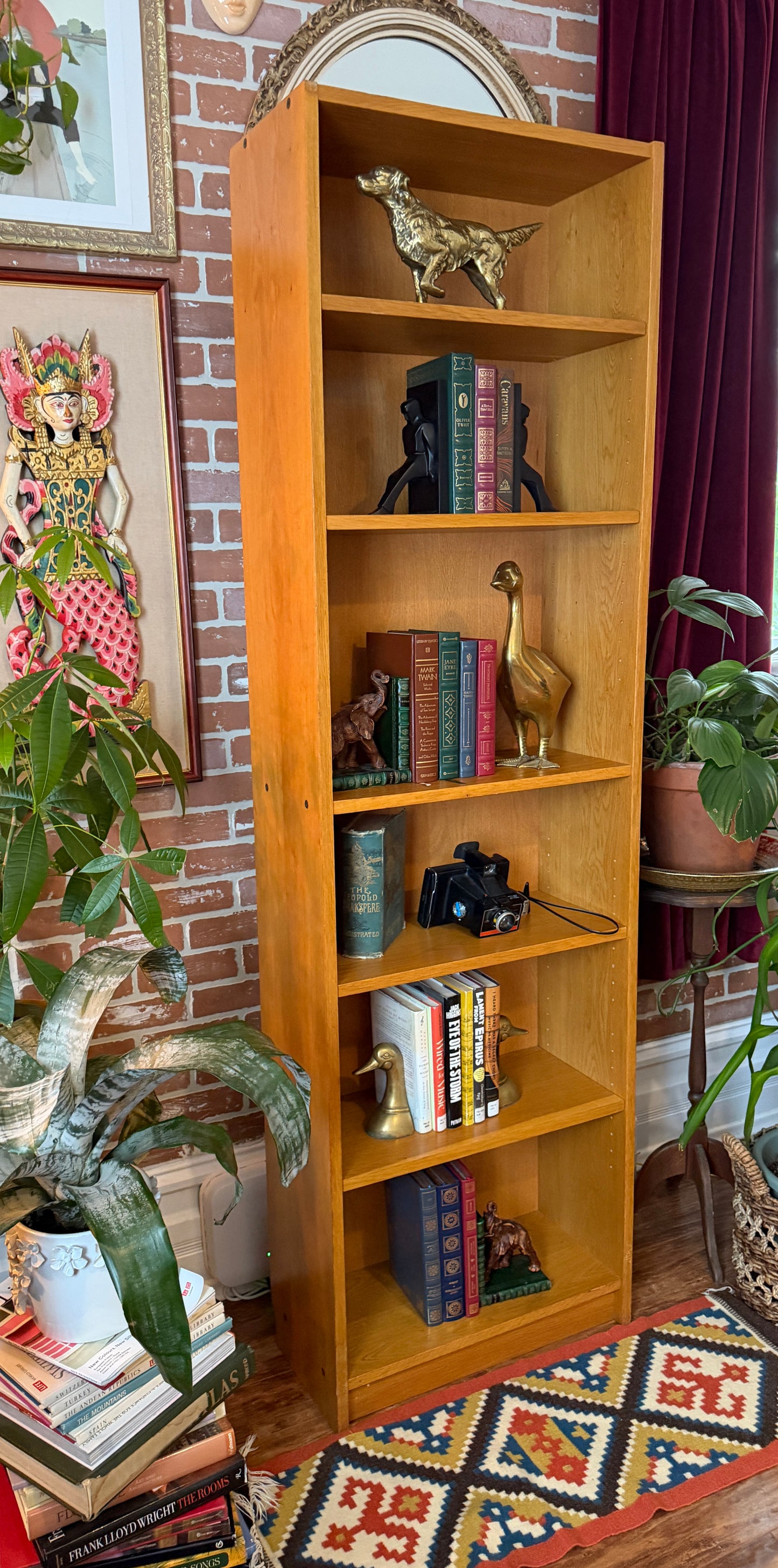Vintage Red Oak Adjustable Bookshelf