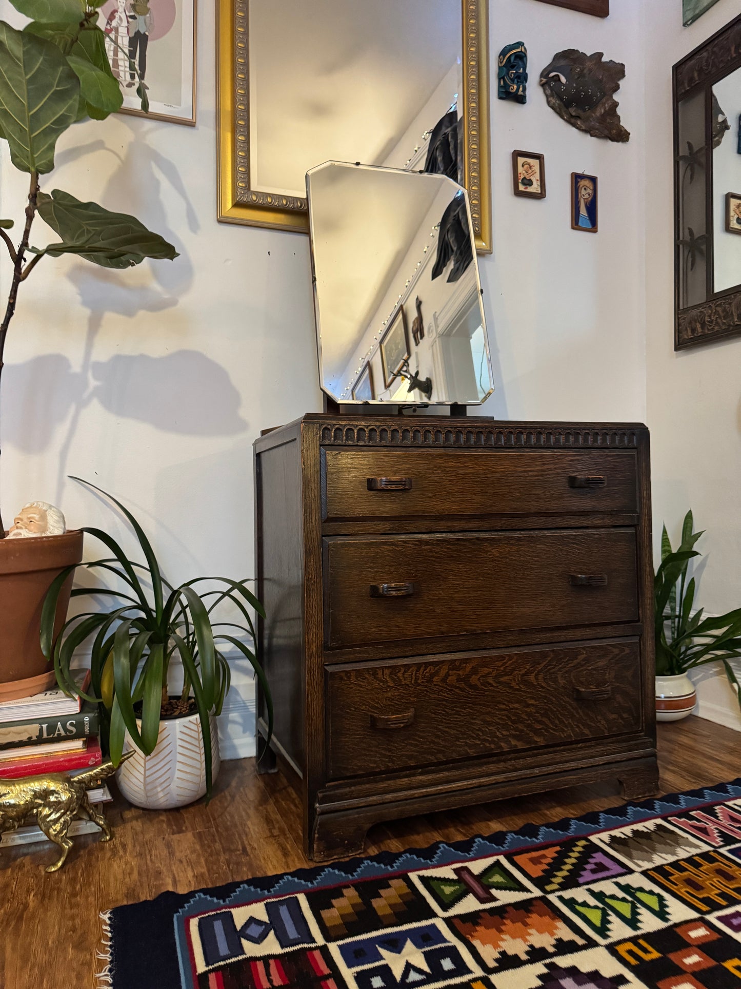 Vintage Arts & Crafts Solid Oak Dresser