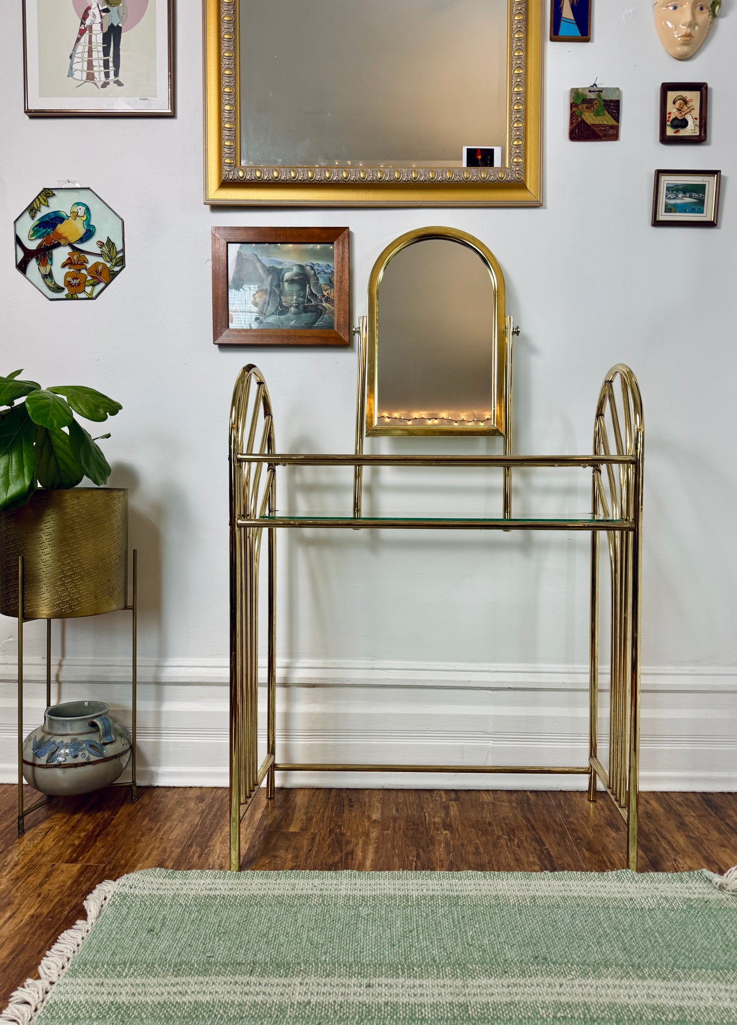 Vintage Regency Brass Vanity Set
