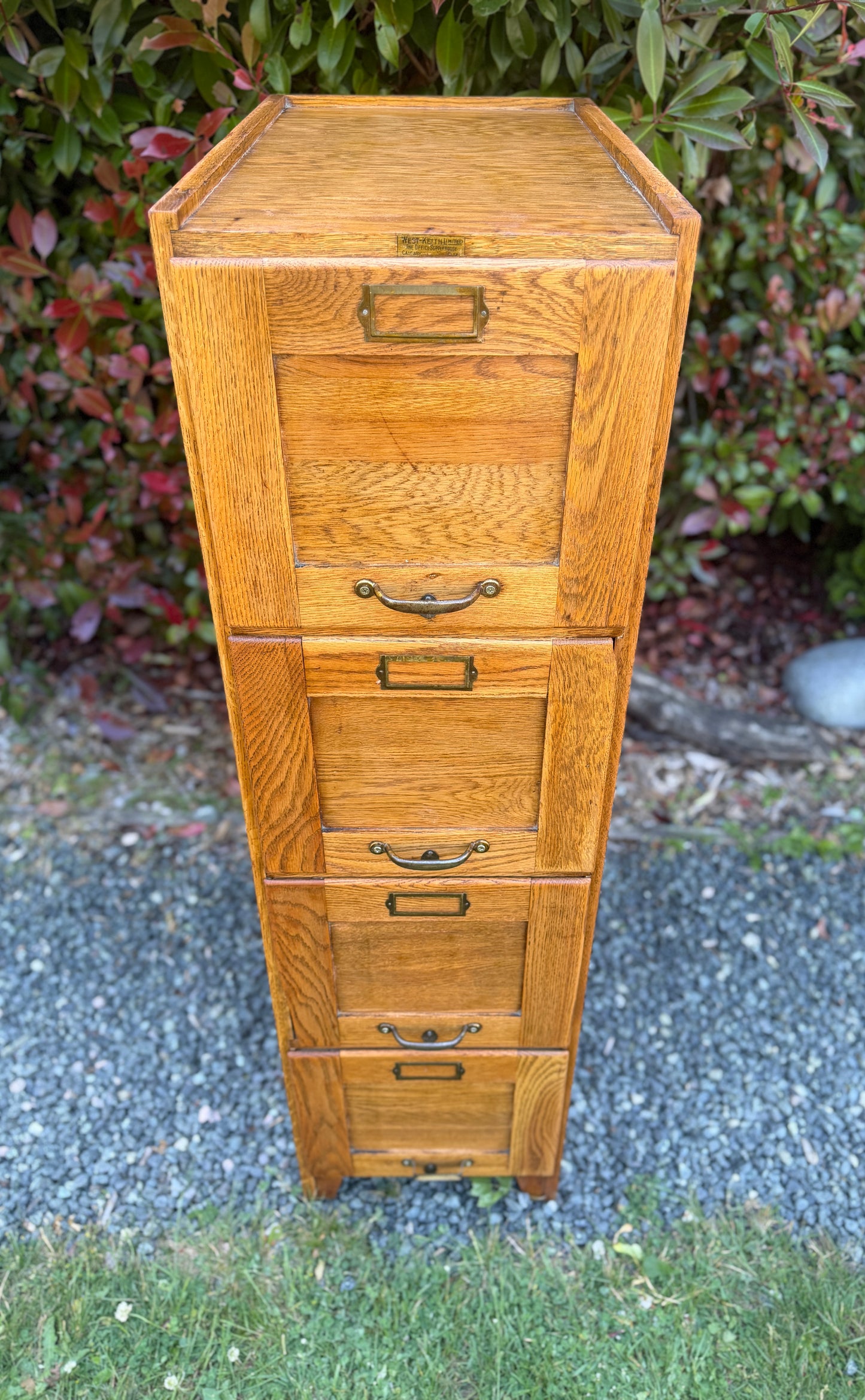 Antique 1900s Quarter Sawn Oak Filing Cabinet