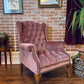 Vintage Pink Velvet Armchair