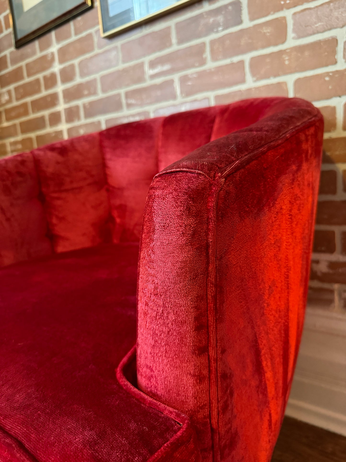 1960s Red Velvet Kroehler Armchairs