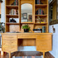 Vintage MCM Style Oak Desk & Hutch