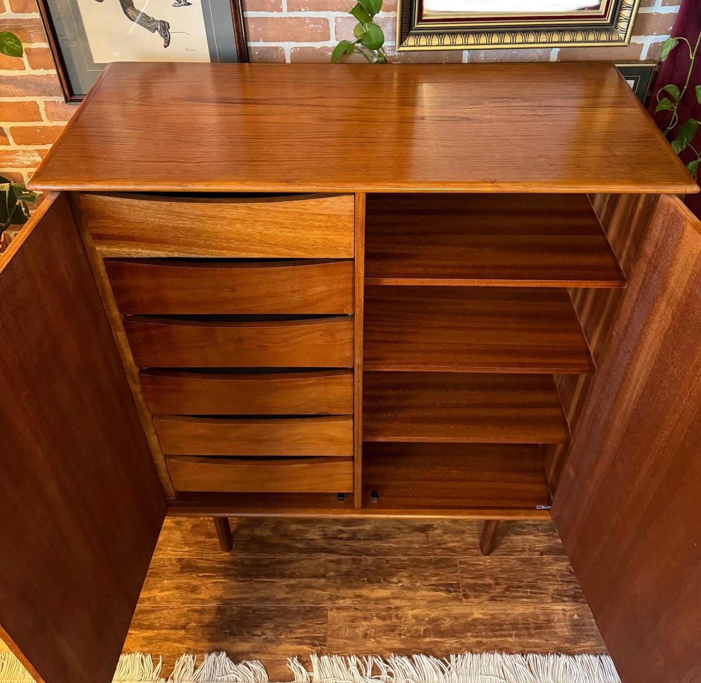 Vintage Danish Teak Armoire Dresser