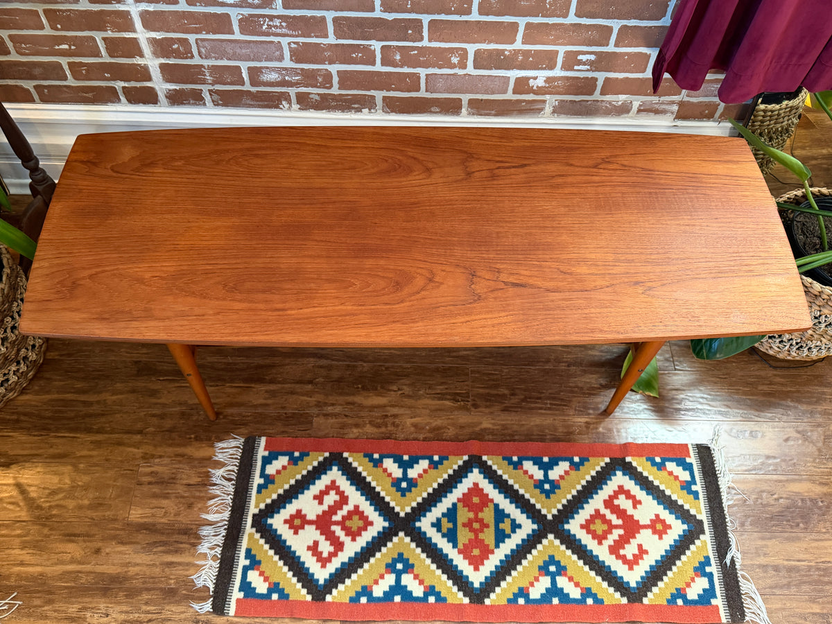 Vintage Teak Surfboard Style Coffee Table