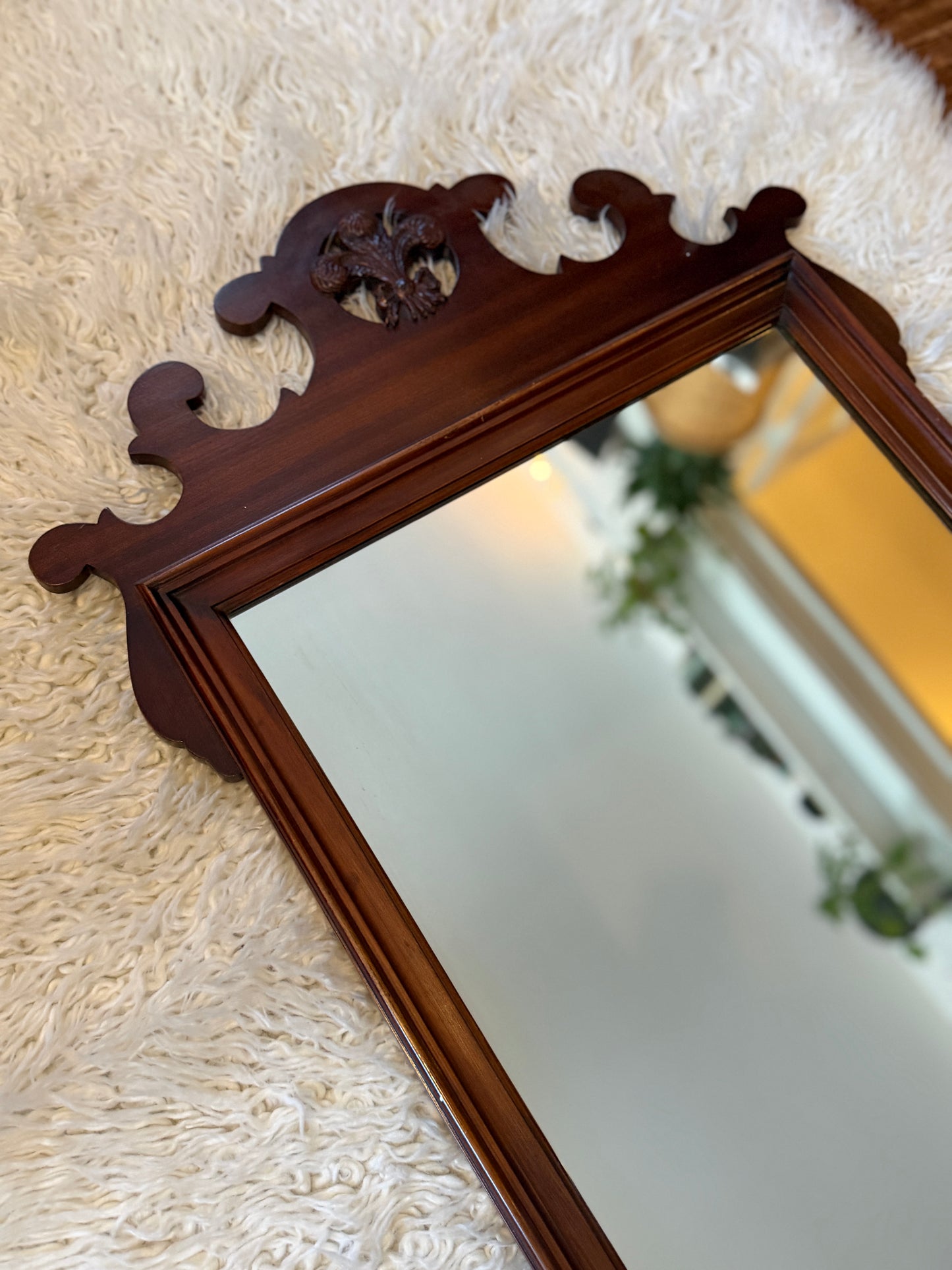 Vintage Solid Walnut Wood Mirror