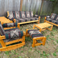 Vintage Solid Pine Southwestern Style 6 Piece Living Room Set