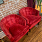 1960s Red Velvet Kroehler Armchairs