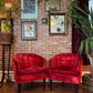1960s Red Velvet Kroehler Armchairs