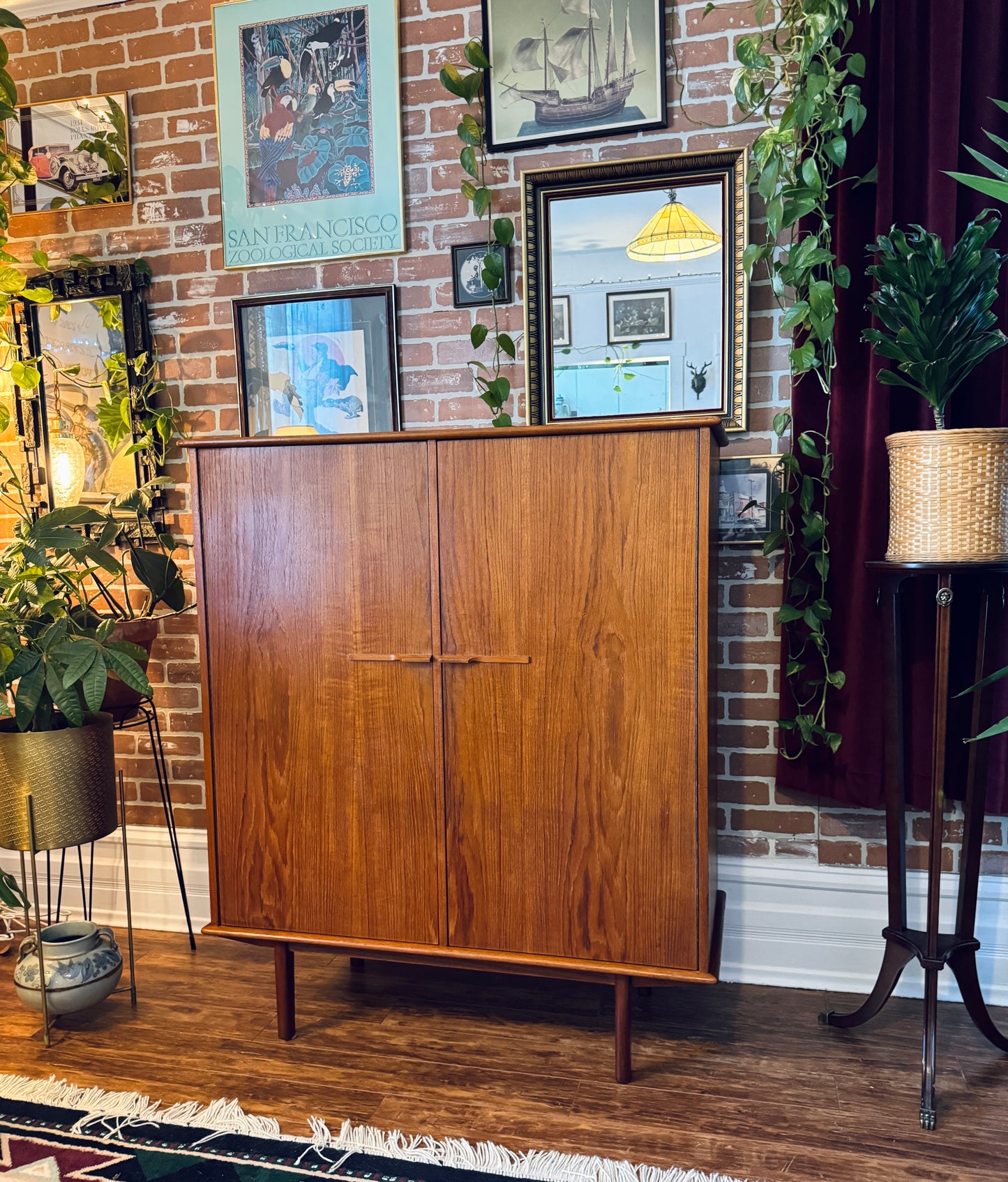 Vintage Danish Teak Armoire Dresser