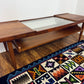 Vintage 60s Walnut Wood & Glass Coffee Table