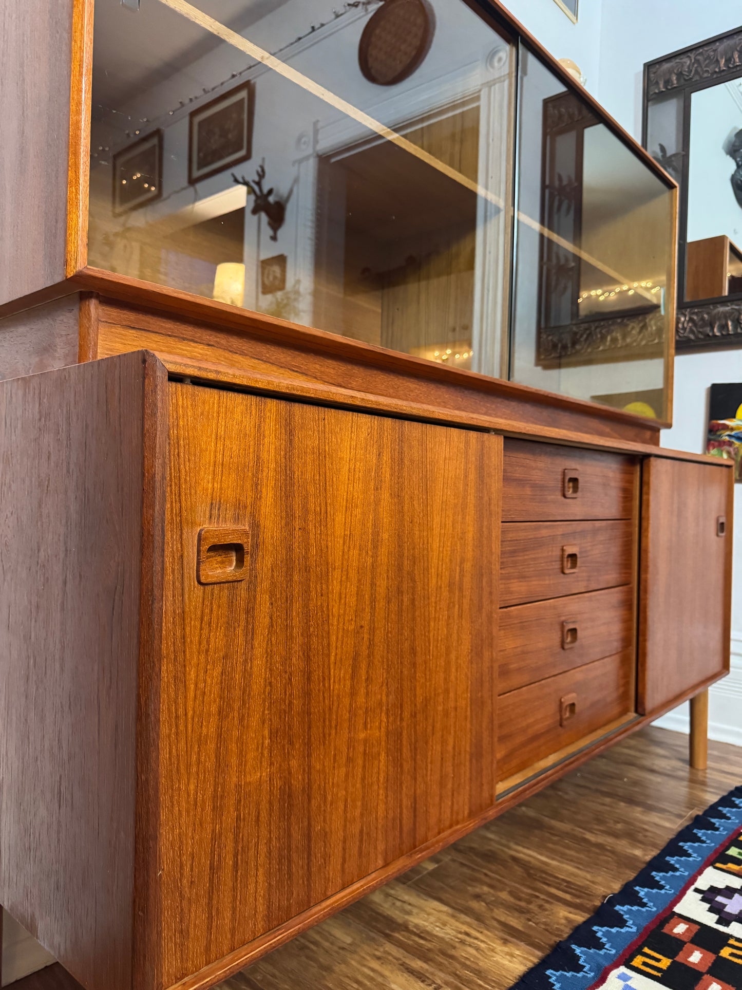 Vintage Restored Teak Sideboard & Hutch
