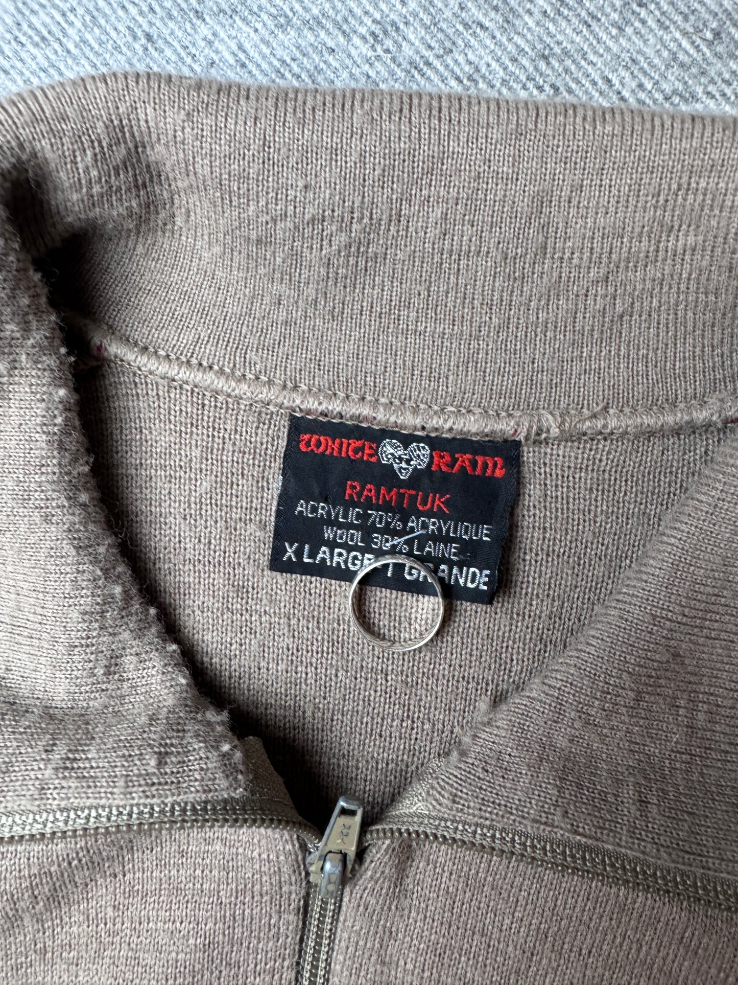 Vintage 1970s White Ram Wool Cardigan