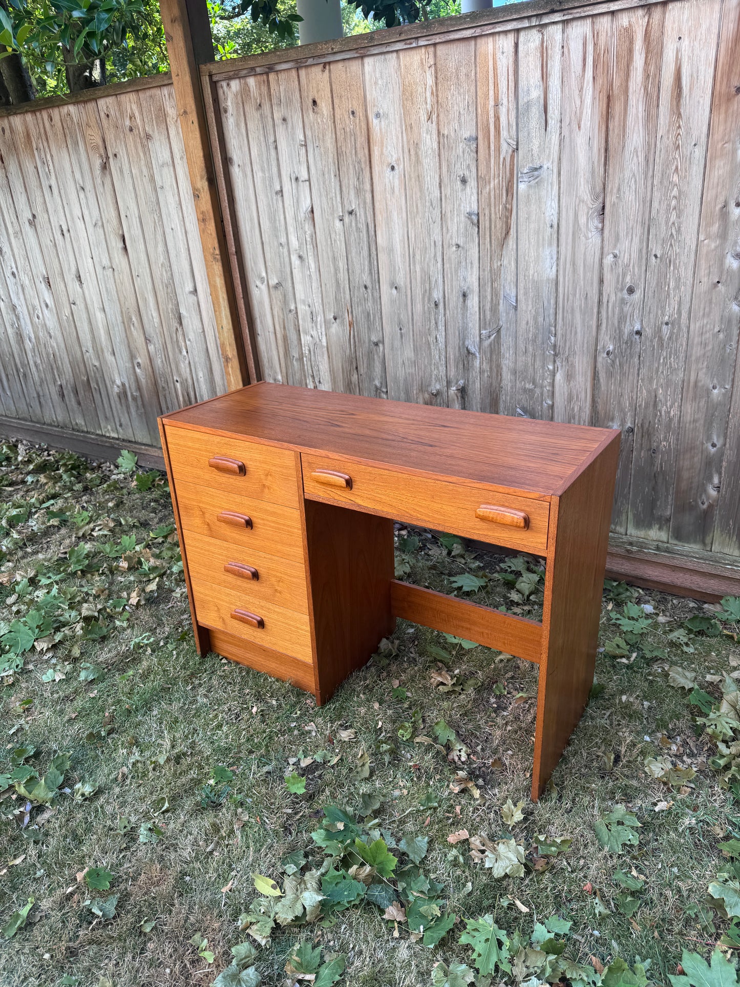 Vintage MCM Teak 5 Drawer Desk
