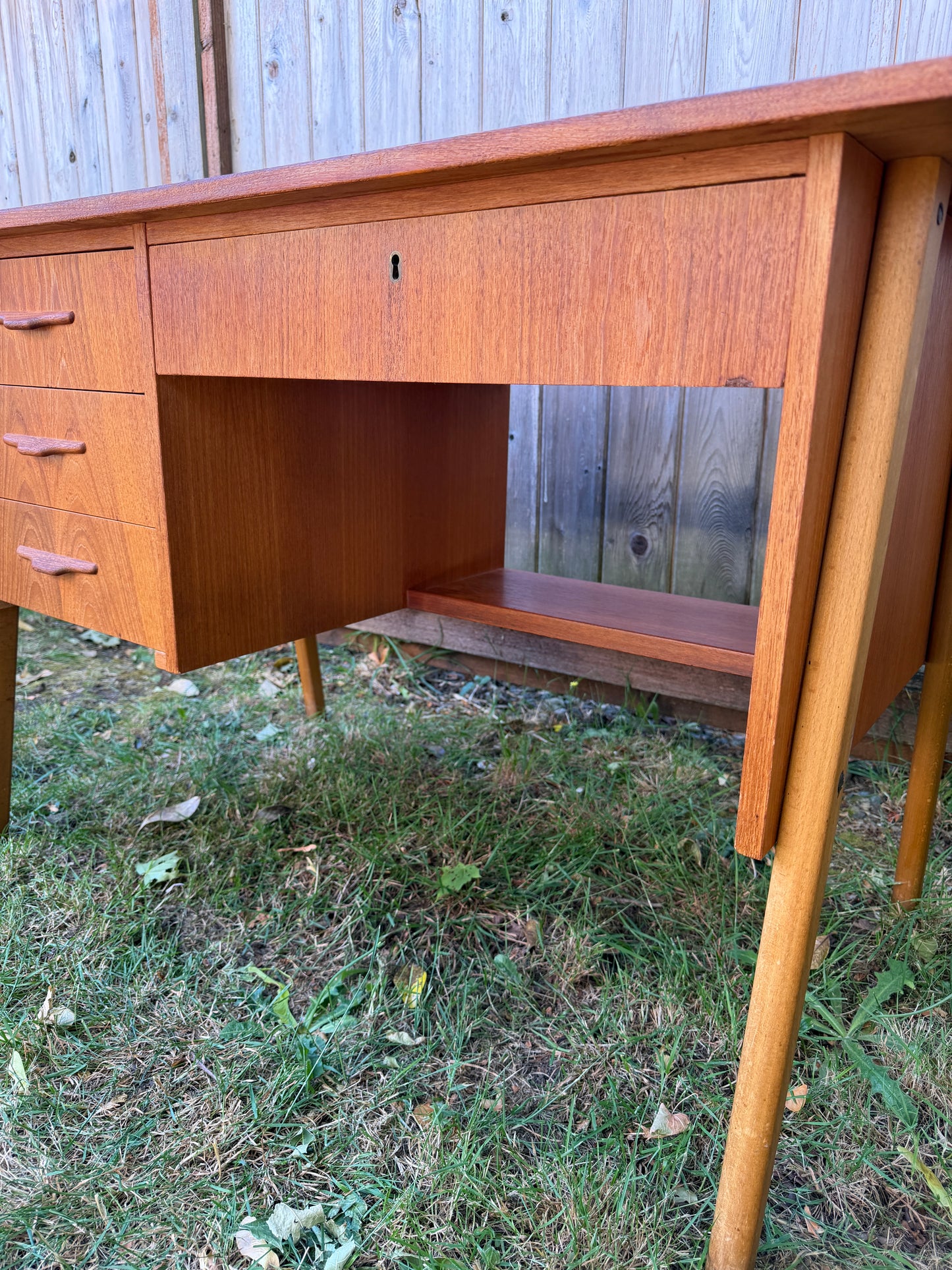 Vintage 4 Drawer Teak Desk