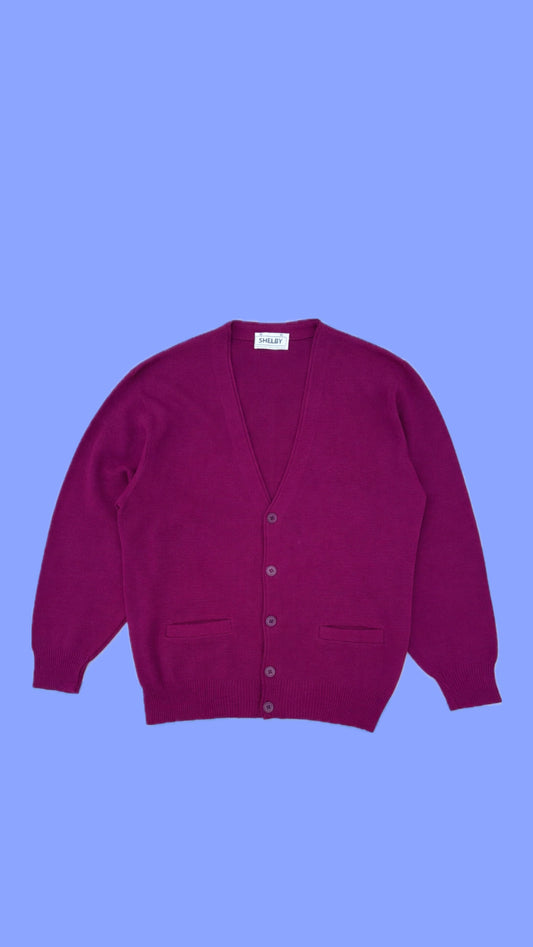 Vintage 80s Burgundy Knit Cardigan