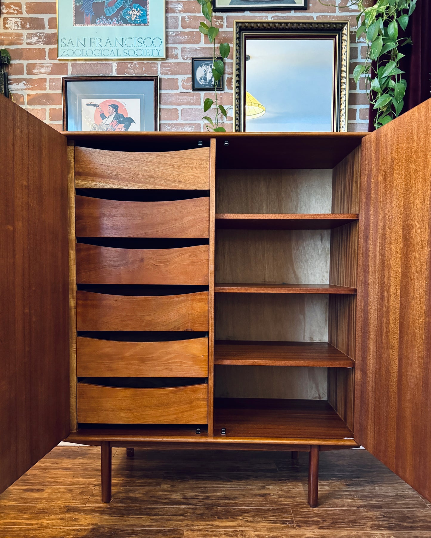 Vintage Danish Teak Armoire Dresser