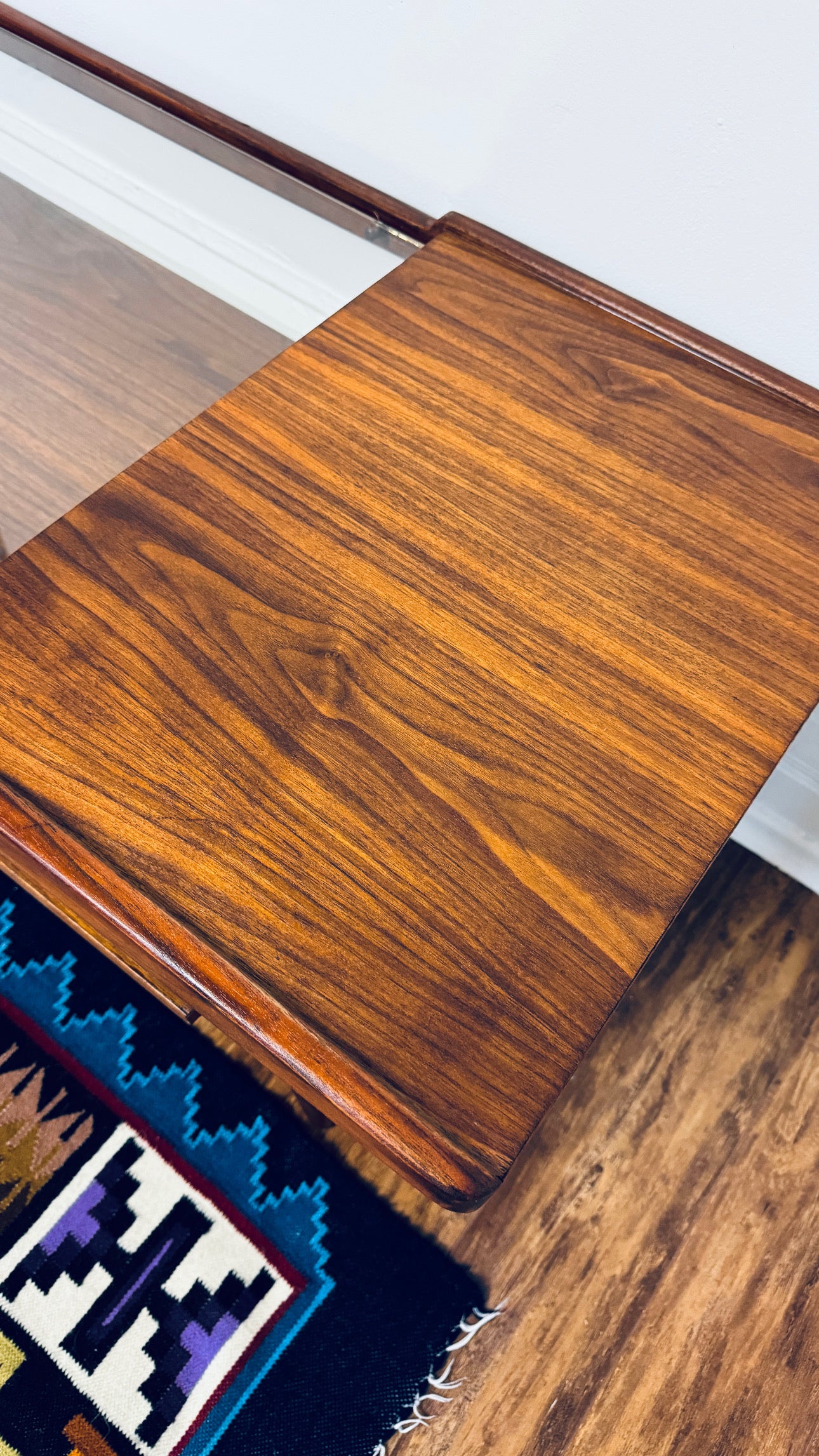 Vintage 60s Walnut Wood & Glass Coffee Table