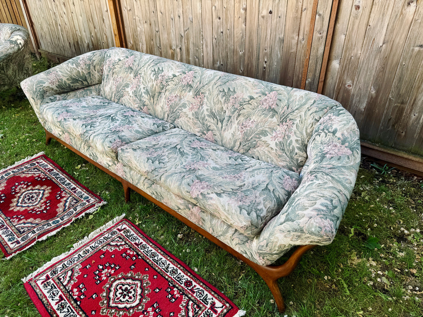 Vintage MCM Walnut Sofa Set