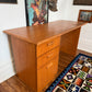 Vintage MCM Oak 3 Drawer Desk