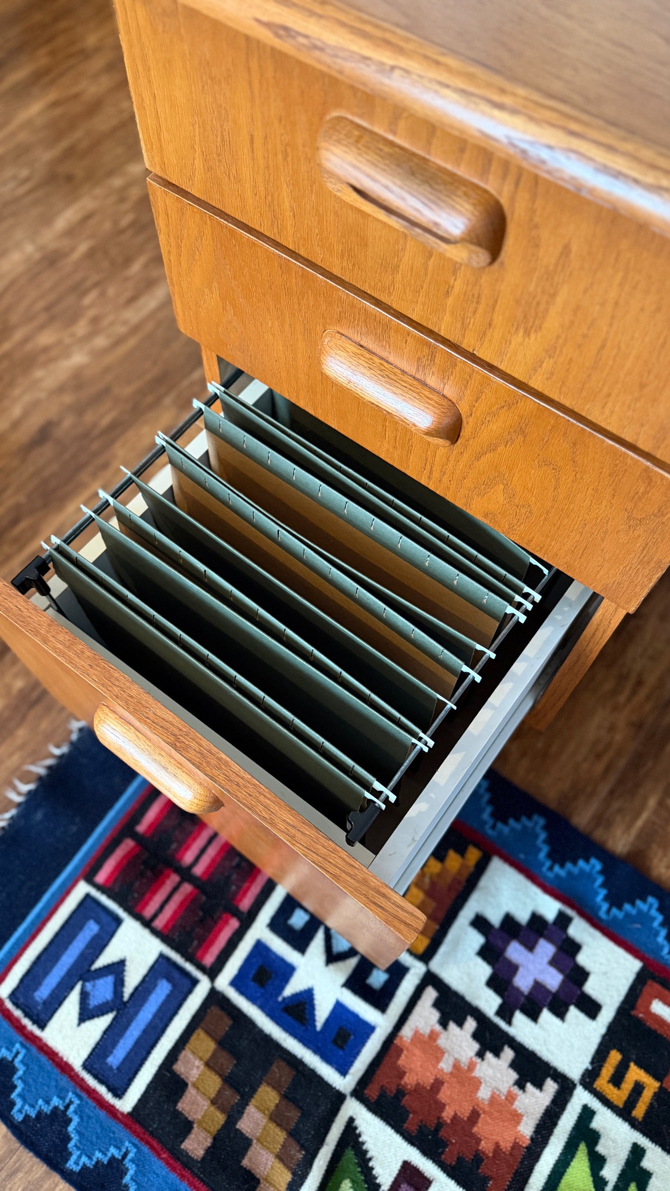 Vintage MCM Oak 3 Drawer Desk
