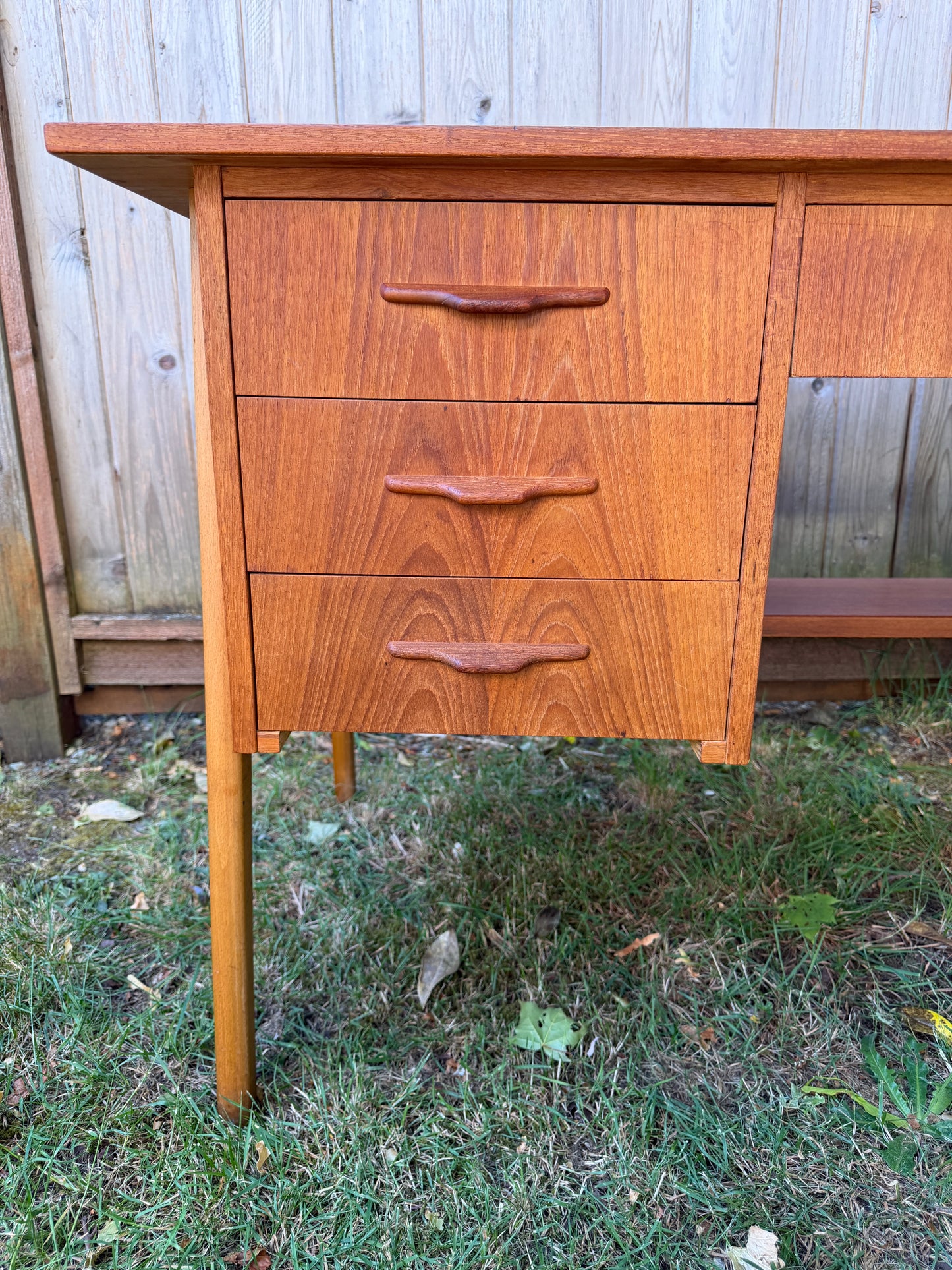 Vintage 4 Drawer Teak Desk